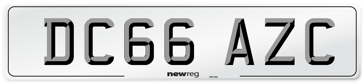 DC66 AZC Number Plate from New Reg